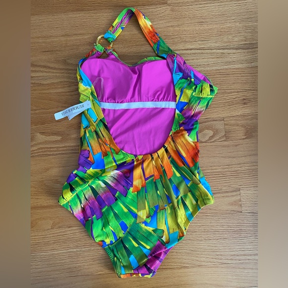 Trina Turk Polynesian Palms One Piece One Shoulder Swimsuit Size 4 - Picture 2 of 7